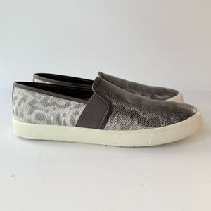Vince Preston B Slip on Sneaker in Brown / Silver Lizard Embossed Leather Size 7
